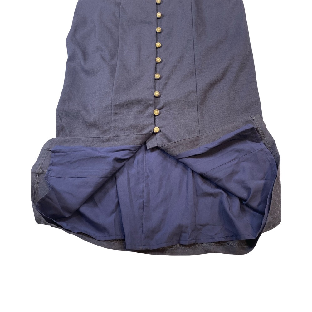 Lumiere Navy Blue Button Front Bustier Midi Dress Womens Large Sleeveless Sheath - Picture 11 of 13